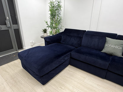 Natuzzi U Shape Recliner Chaise Corner Sofa In Blue Velvet