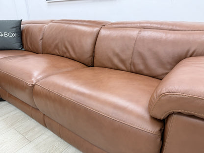 Sofology Laurence Power Recliner Corner Sofa In Tan Leather