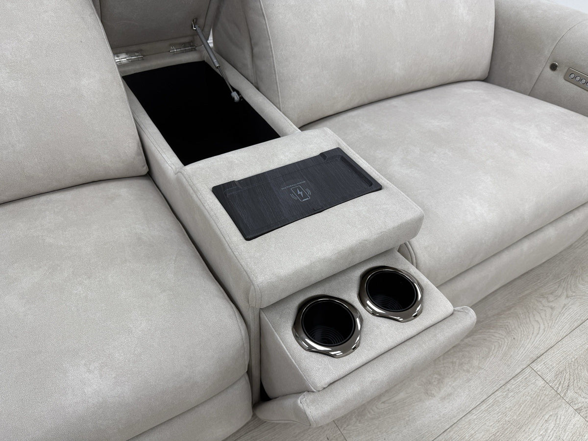 Sofology Kingsbridge Power Recliner/Heated/Headrest 3 Seater Sofa In Ivory