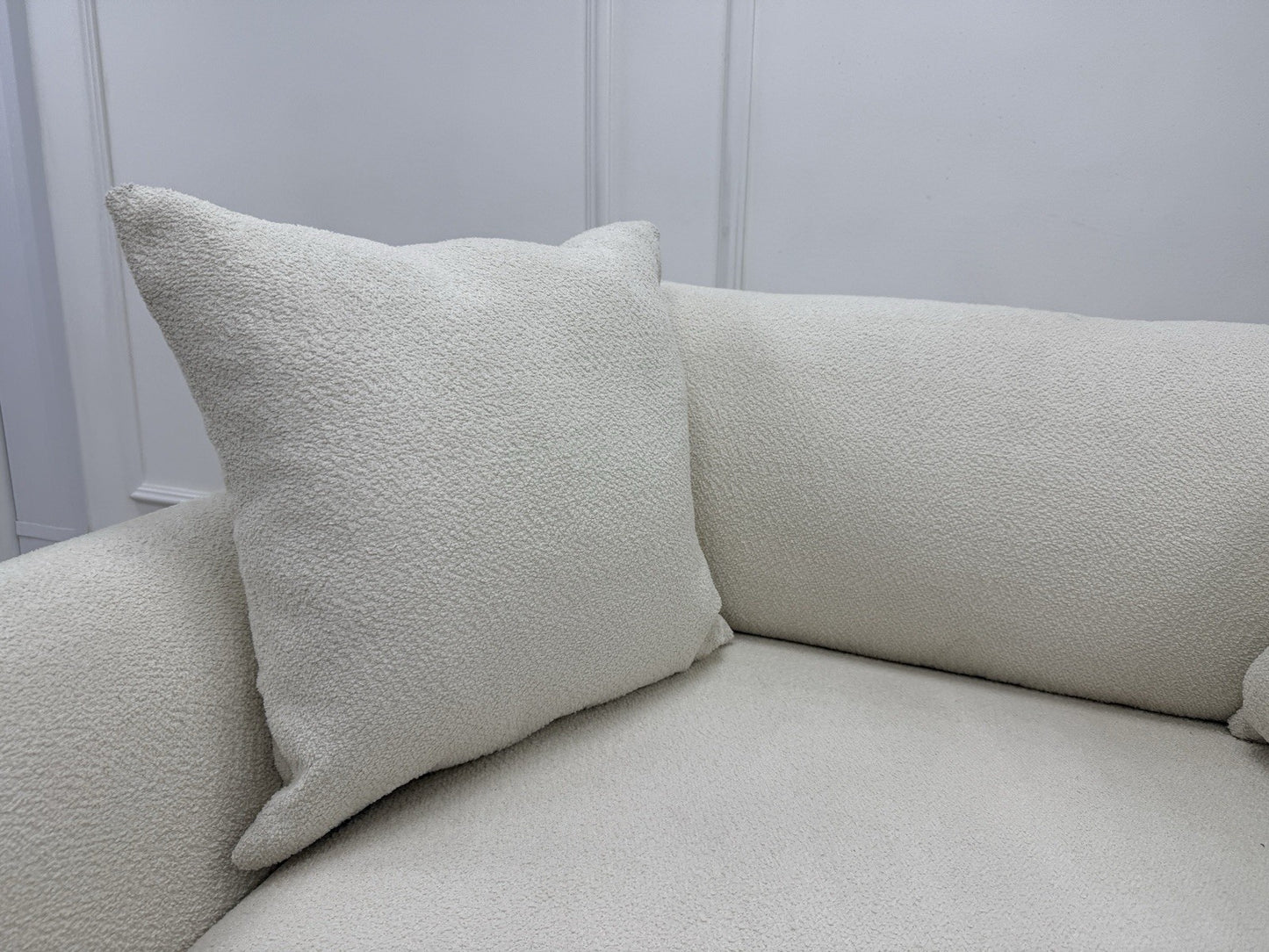 Sofology Marble Arch Loveseat Cuddle Chair In Cream Boucle Fabric