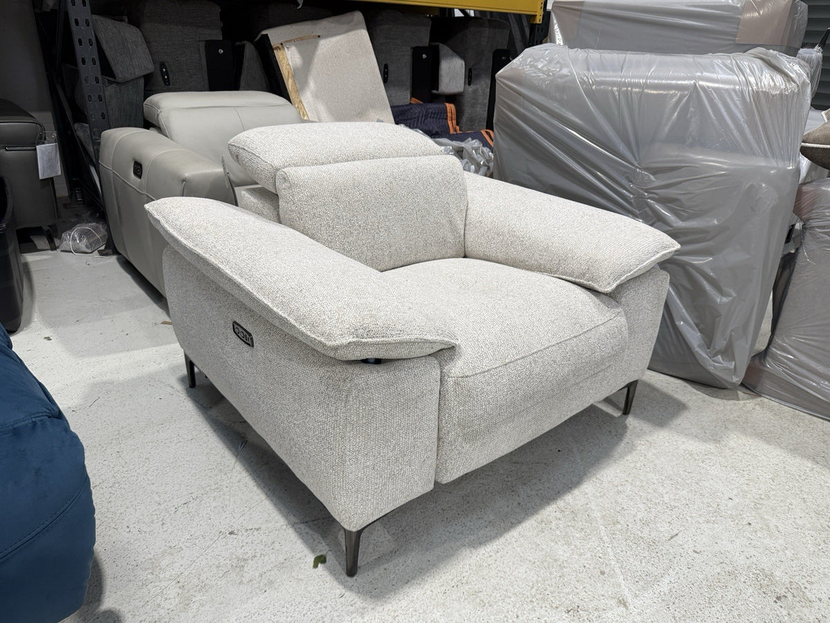 DFS Valetta Power Recliner Armchair In Natural Fabric