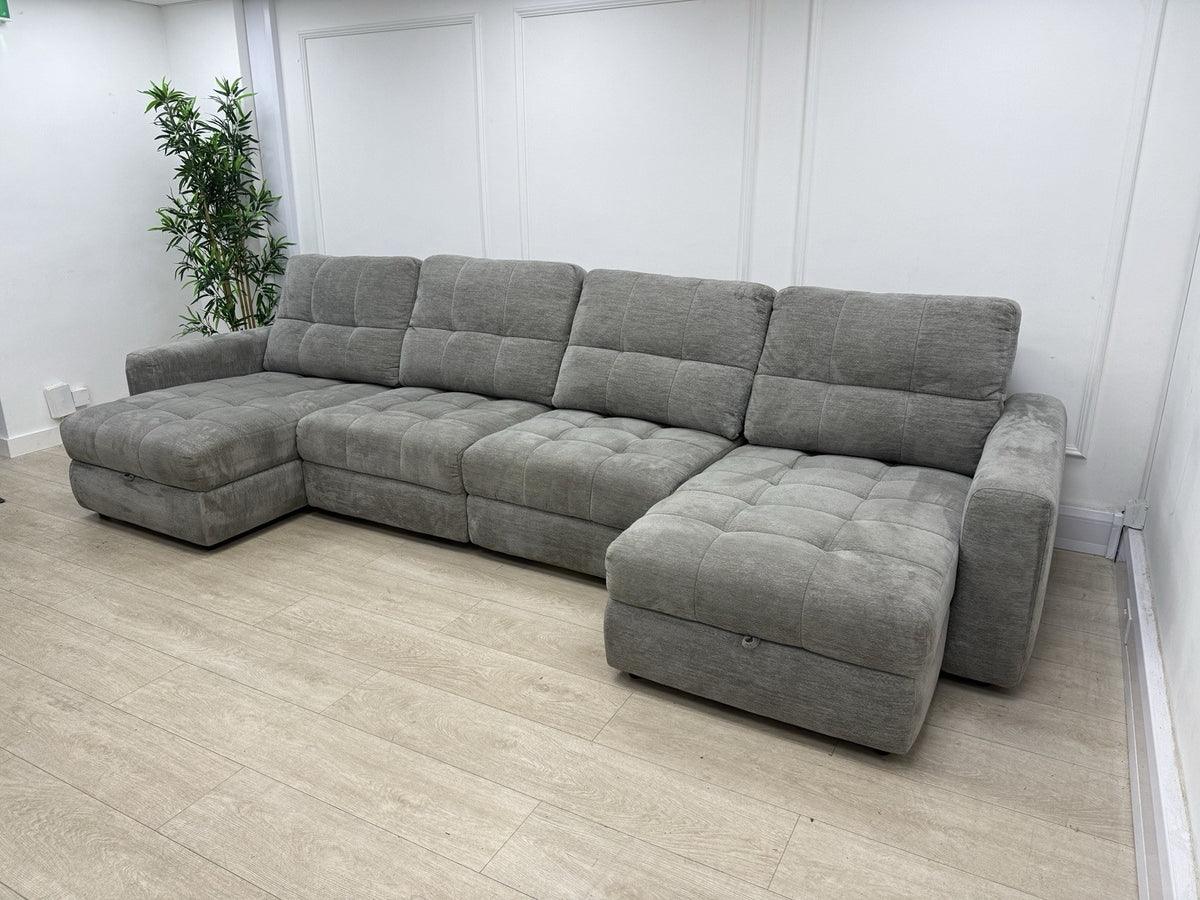DFS Steller U Shape Power Slider Sofa In Mist Grey