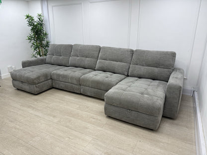 DFS Steller U Shape Power Slider Sofa In Mist Grey