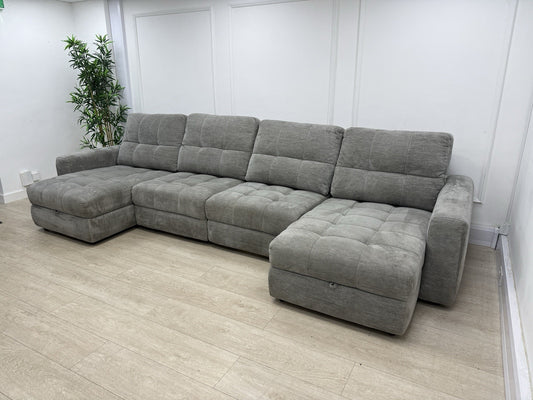 DFS Steller U Shape Power Slider Sofa In Mist Grey