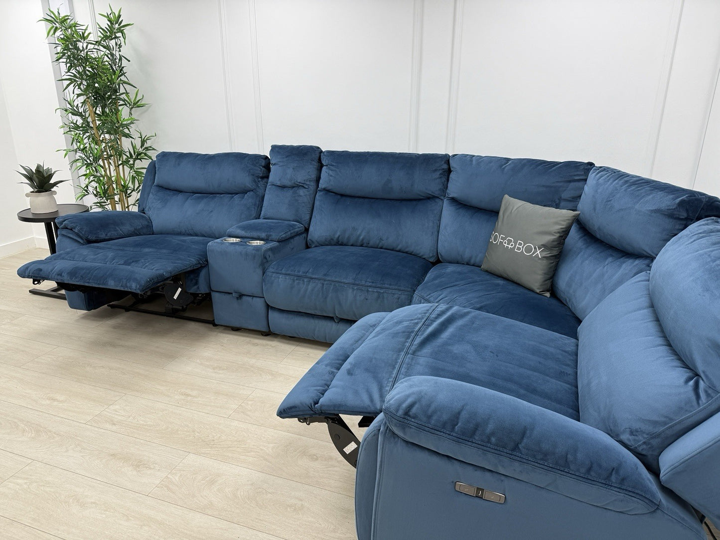 DFS Trek Velvet Corner Sofa In Blue