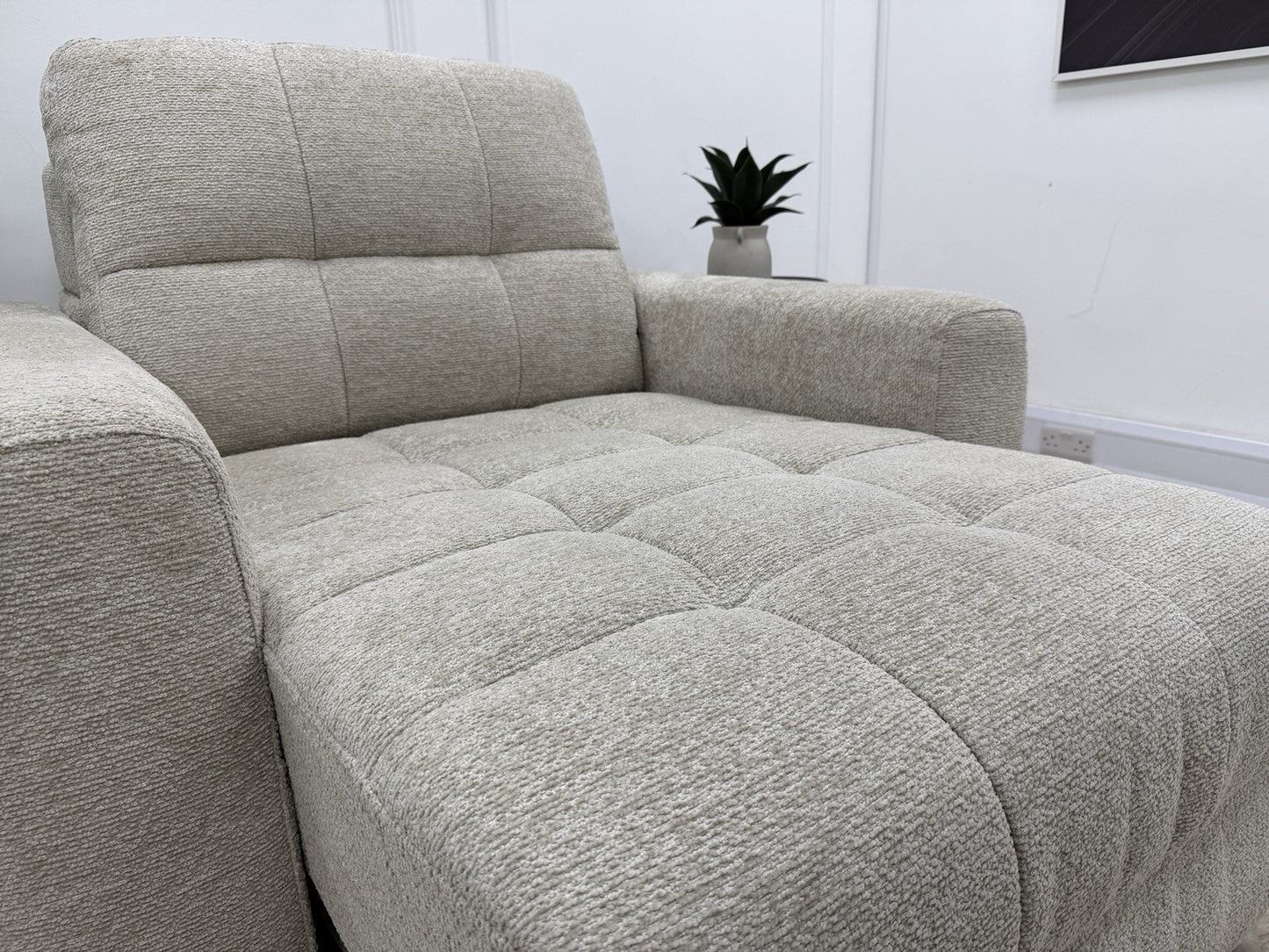 DFS Una Power Slider Chair In Roma Oyster Fabric