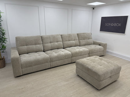 DFS Steller XL Power Recliner Chaise Sofa In Taupe Fabric