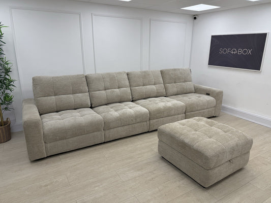 DFS Steller XL Power Recliner Chaise Sofa In Taupe Fabric