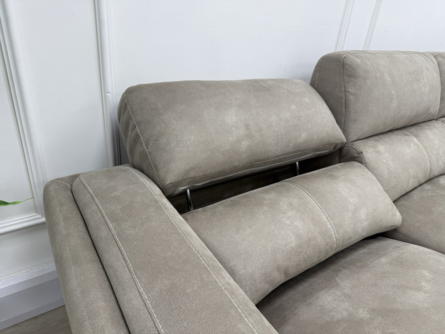 DFS San Mateo Power Recliner Corner Sofa In Arizona Stone Fabric