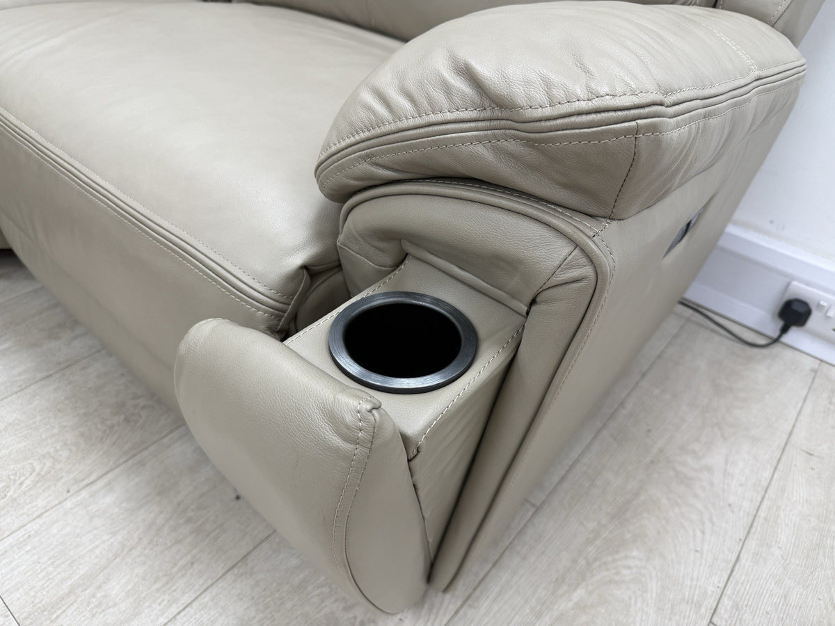 DFS Trek Power Recliner Corner Sofa In Taupe Leather