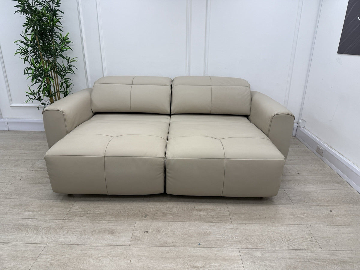 Sofology The Riviera 3 Seater Motion Chaise Recliner Sofa In Stone Leather