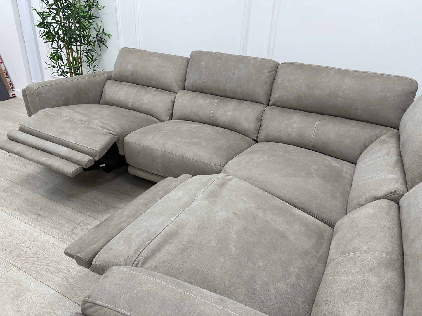 DFS San Mateo Power Recliner Corner Sofa In Arizona Stone Fabric