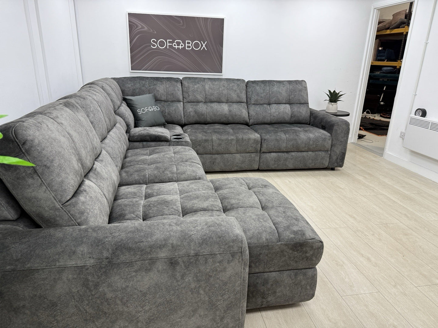DFS Steller Corner Power Motion Chaise Sofa In Grey Mason Fabric