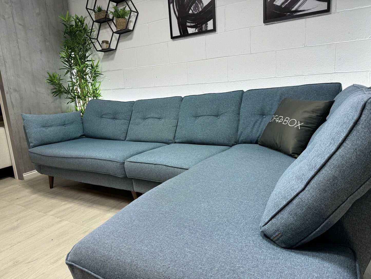 DFS Zinc French Connection Corner Sofa & Extra Seat In Teal