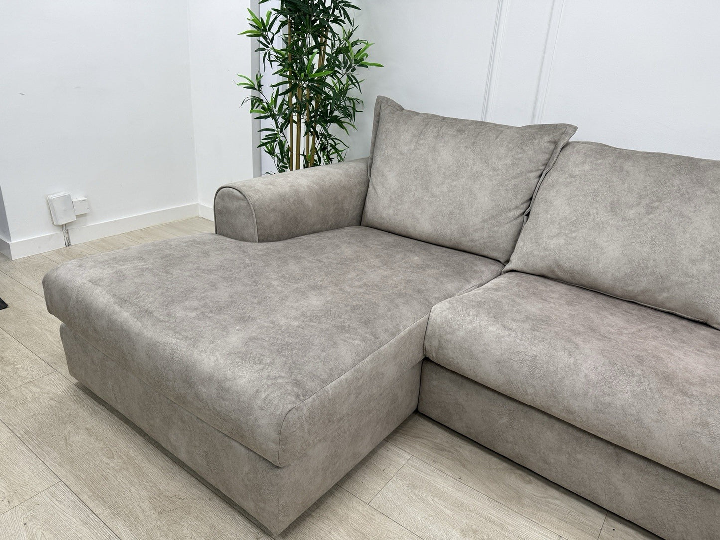 DFS Serenis Large Double Ended Chaise Sofa In Oatmeal Fabric