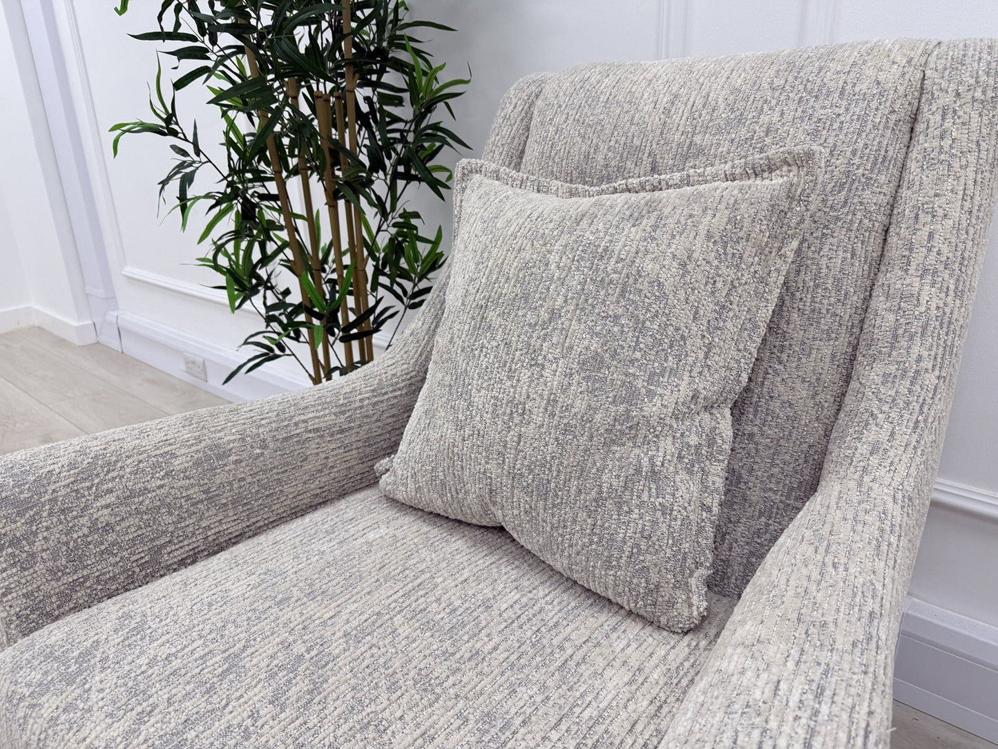 Sofology Bartello Fabric Accent Swivel Chair in Chunky Boucle Fabric