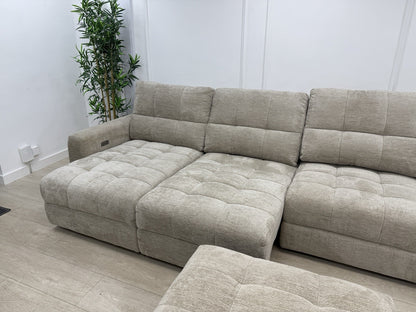 DFS Steller XL Power Recliner Chaise Sofa In Taupe Fabric