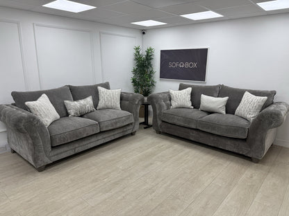 Sofology Highgrove 3 Seater Sofas Set In Grey Chenille Fabric