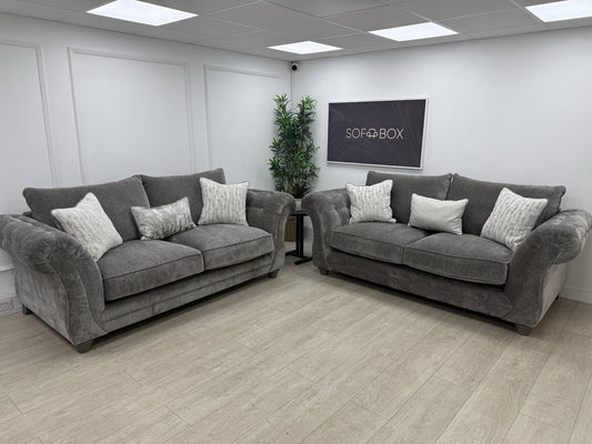 Sofology Highgrove 3 Seater Sofas Set In Grey Chenille Fabric