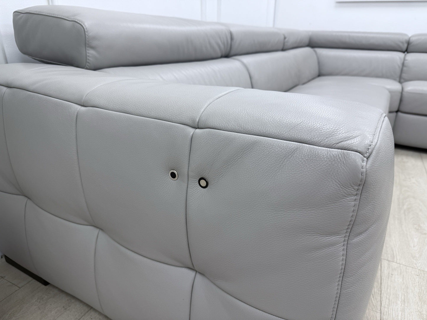 Natuzzi Click Modular Power Recliner Corner Sofa In Grey Leather