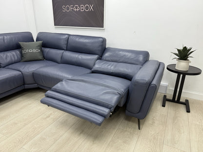 DFS San Antonio Power Recliner Corner Sofa Right Hand Facing In Blue Leather