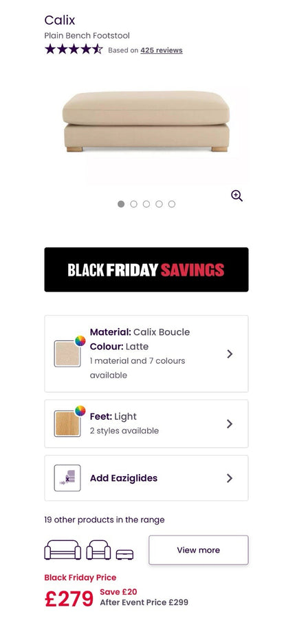 DFS Calix Bench Footstool In Latte