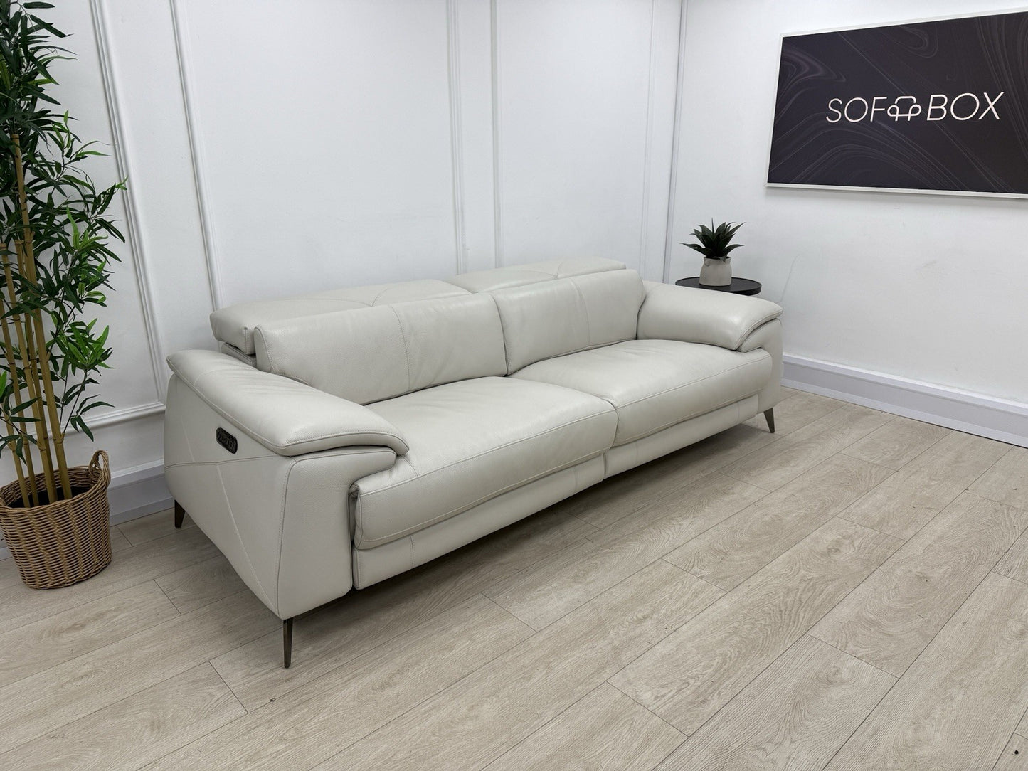 DFS Caldo 3 Seater Power Recliner Sofa In Fossil Leather