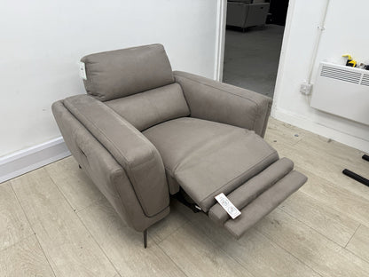 DFS San Mateo Power Recliner Armchair In Pewter Fabric