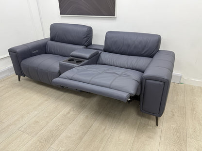 DFS Showcase 3 Seater Power Recliner Cinema Sofa In Denim Leather Fabric