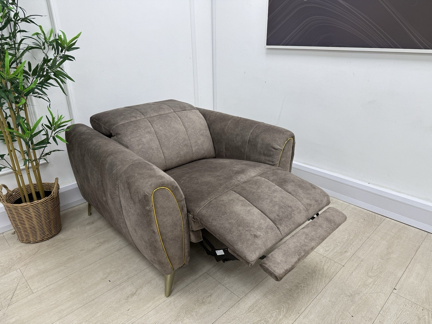 DFS Lidia Power Recliner Chair In Mayson Truffle Fabric