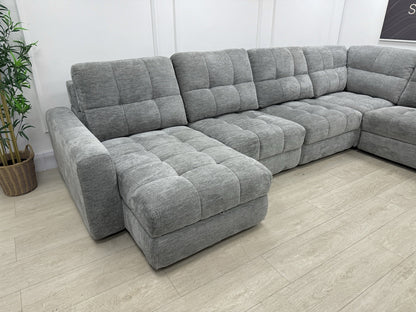DFS Steller Corner Sofa & Footstool In Mist Grey