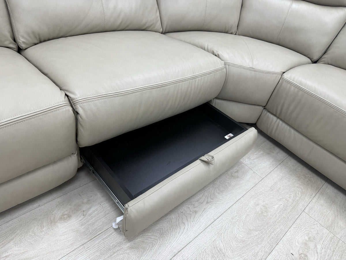 DFS Trek Power Recliner Corner Sofa In Taupe Leather