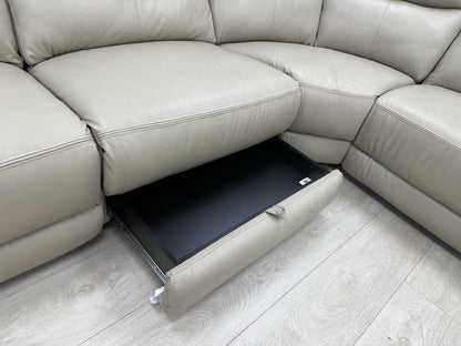 DFS Trek Power Recliner Corner Sofa In Taupe Leather