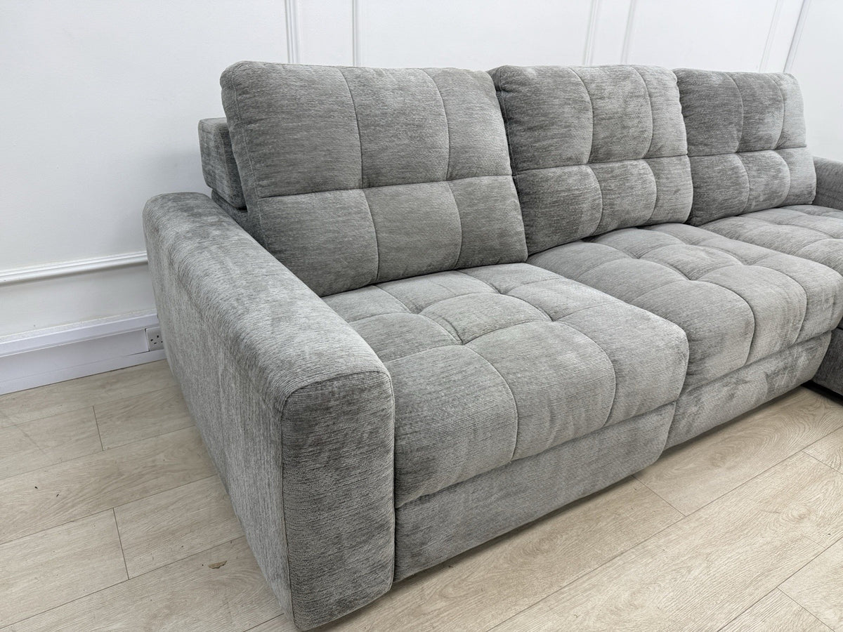 DFS Steller L Shape Power Slider Sofa In Mist Grey