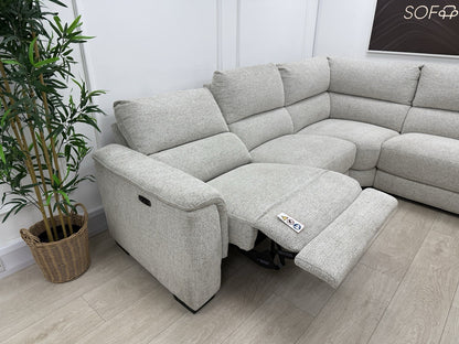 DFS Arwen 2 Corner 2 Power Recliner Corner Sofa In Oyster Fabric