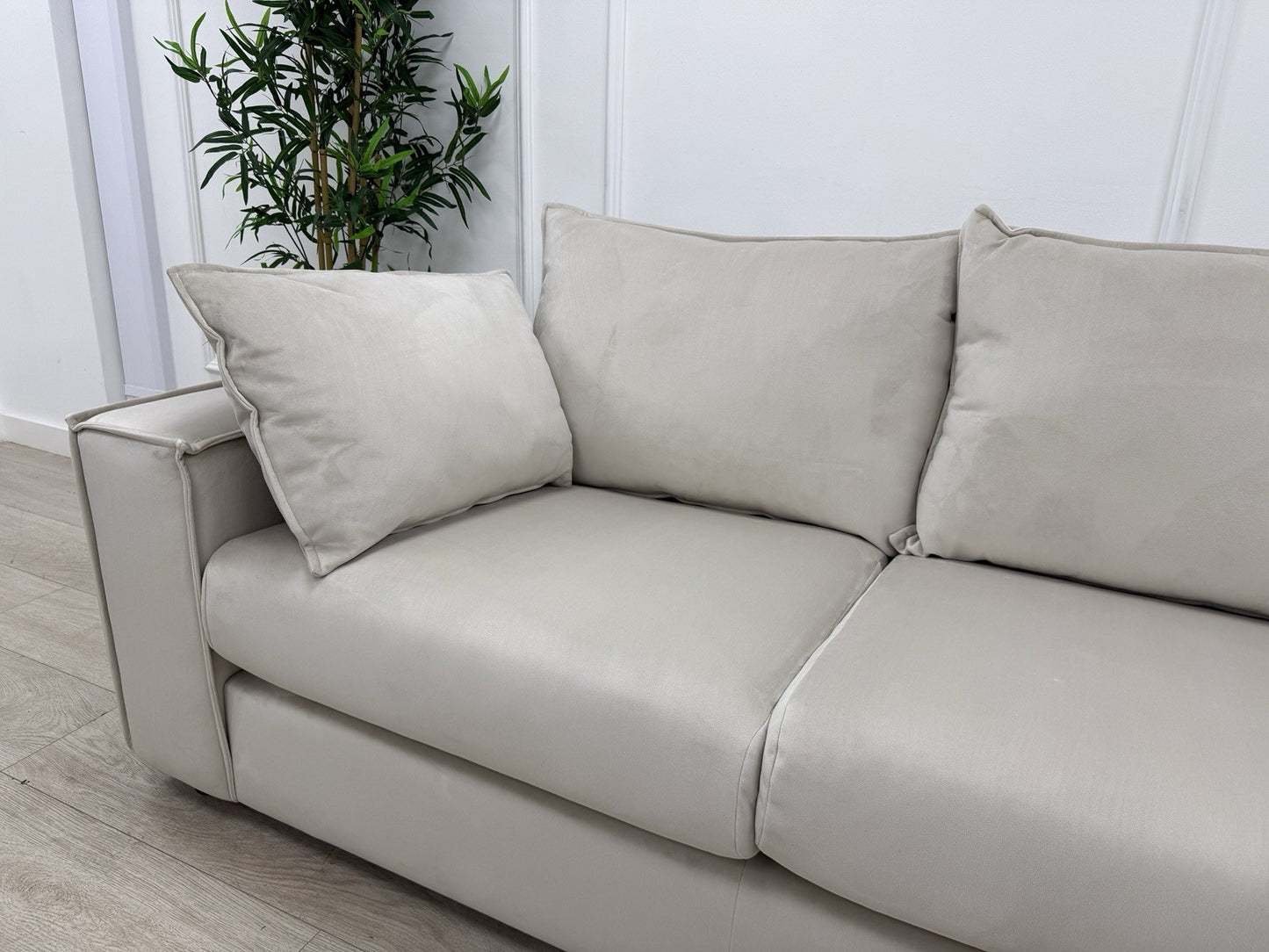 DFS Lovise Velvet XL Corner Sofa In Cream