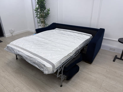 Furniture Village Optimus 3 Seater Sofa Bed In Blue Velvet Memory Foam Mattress