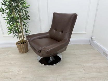 Sofology The Viento Swivel Chair In Mulberry Leather
