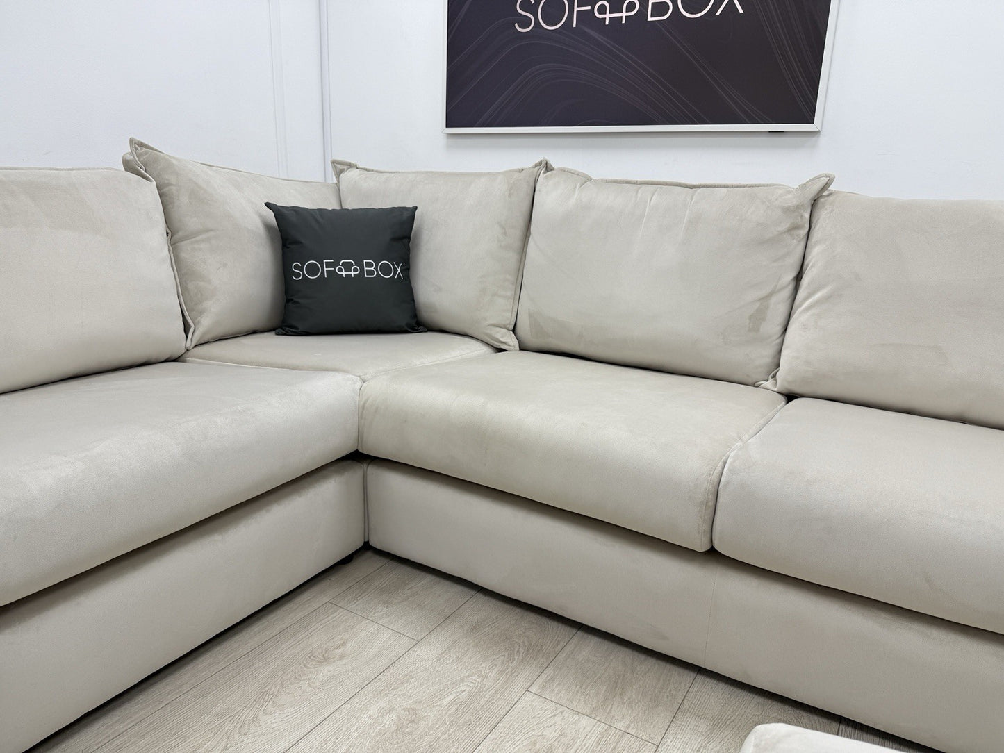 DFS Lovise XL Corner Sofa In Cream Velvet