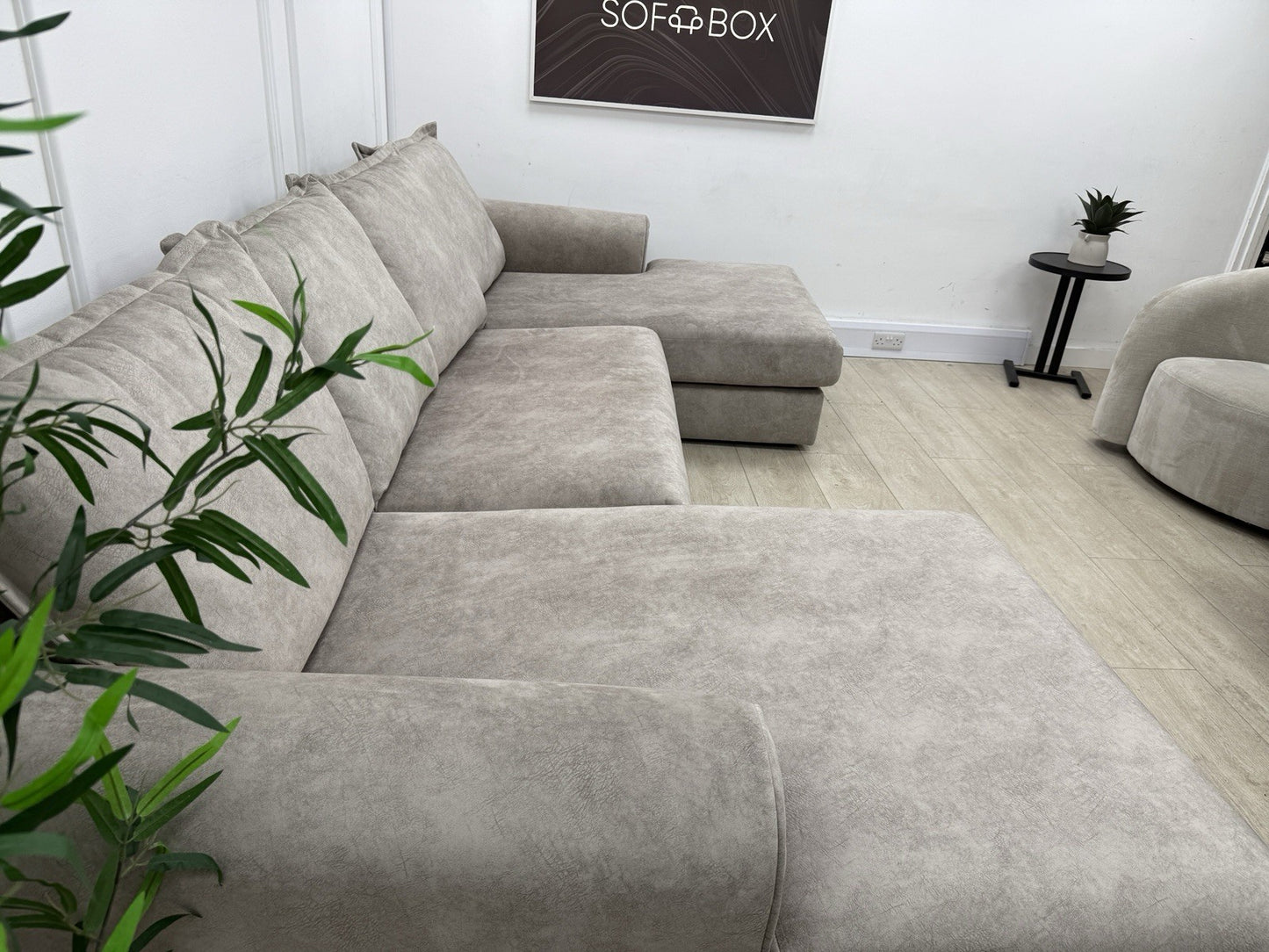 DFS Serenis Large Double Ended Chaise Sofa In Oatmeal Fabric