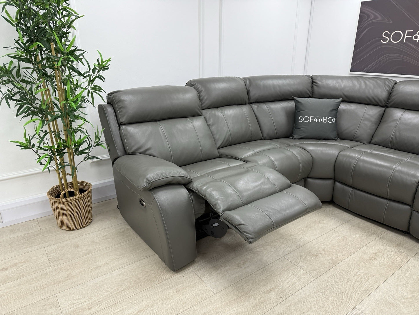 Furniture Village Moreno Power Recliner Corner Sofa In Grey Leather