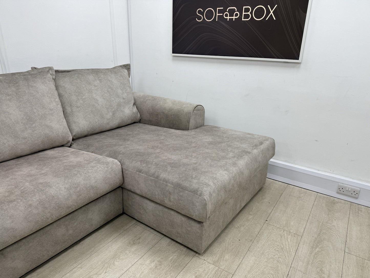DFS Serenis Large Double Ended Chaise Sofa In Oatmeal Fabric