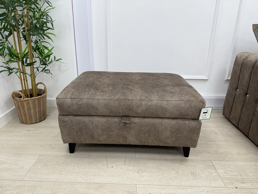DFS Devine Self Piped Storage Footstool In Chocolate Combination