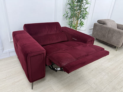 DFS Showcase Power Recliner Chair in Boutique Plum Velvet Fabric