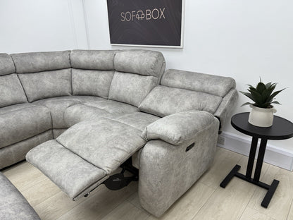 Furniture Village Moreno Power Recliner Corner Sofa & Footstool In Grey