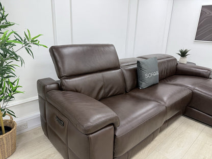 Sofology Laurence 3 Seater Recliner Chaise Sofa In Mahogany Brown Leather