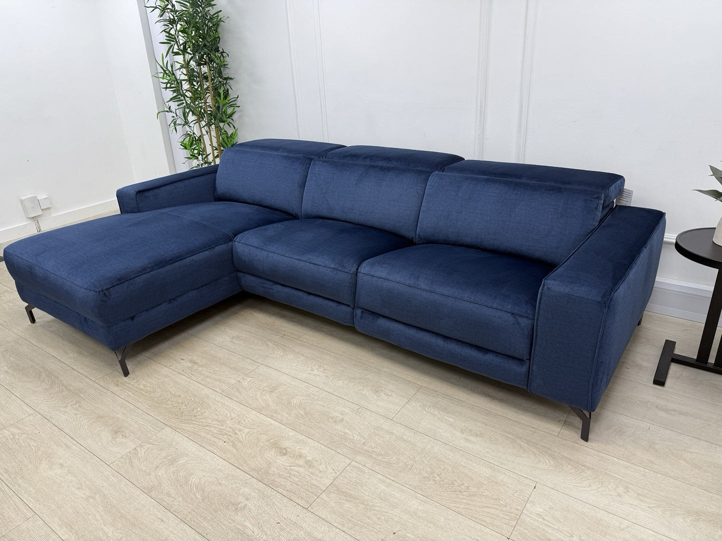 John Lewis Gradient LHF Chaise Power Recliner Sofa In Navy Chenille