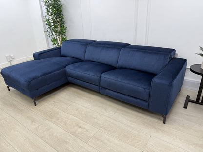 John Lewis Gradient LHF Chaise Power Recliner Sofa In Navy Chenille