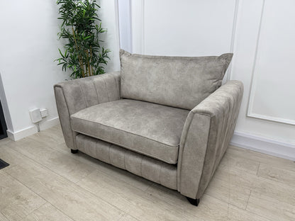 DFS Cherished Self Piped Formal Back Cuddle Chair Loveseat In Oatmeal