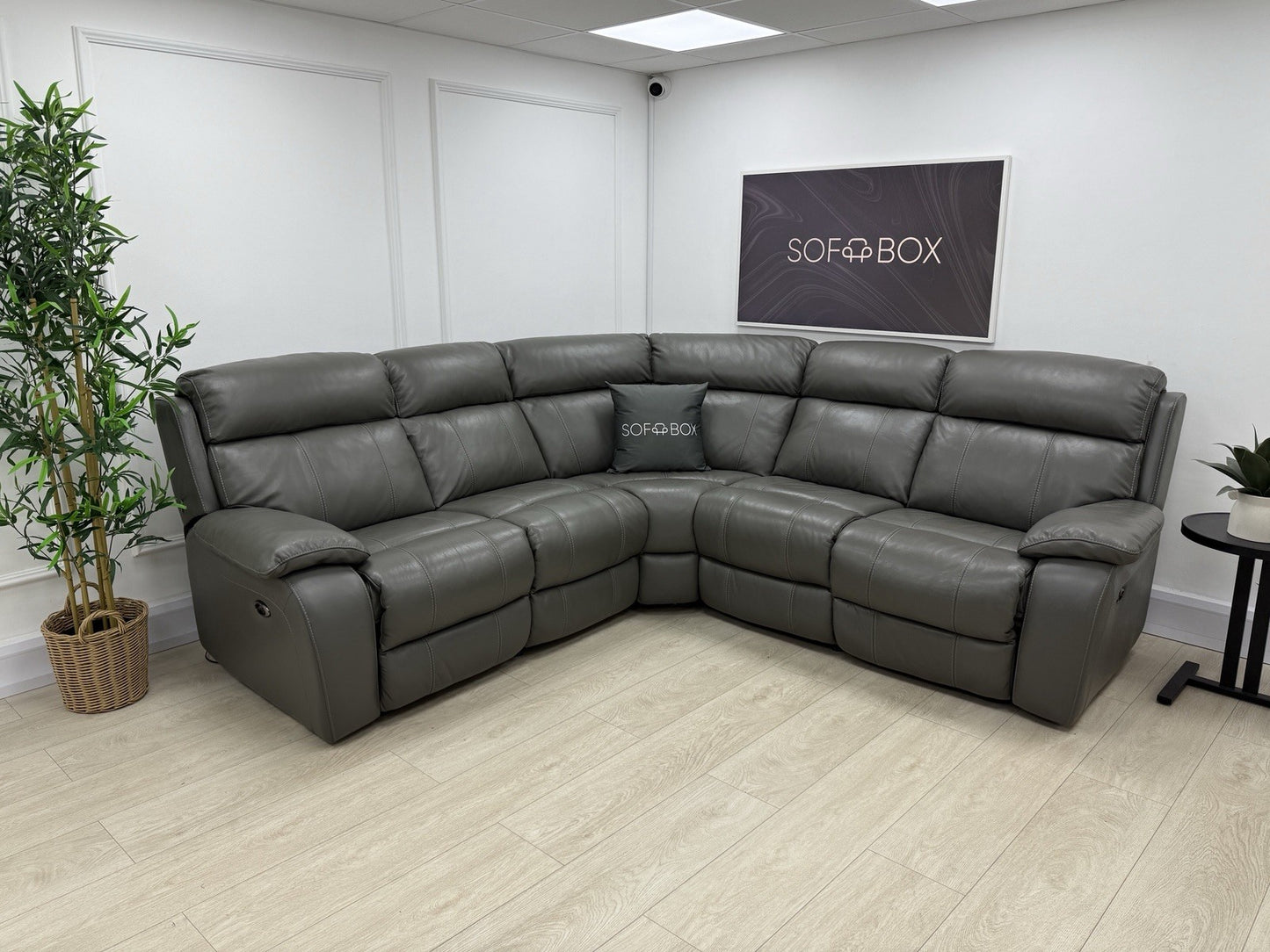 Furniture Village Moreno Power Recliner Corner Sofa In Grey Leather